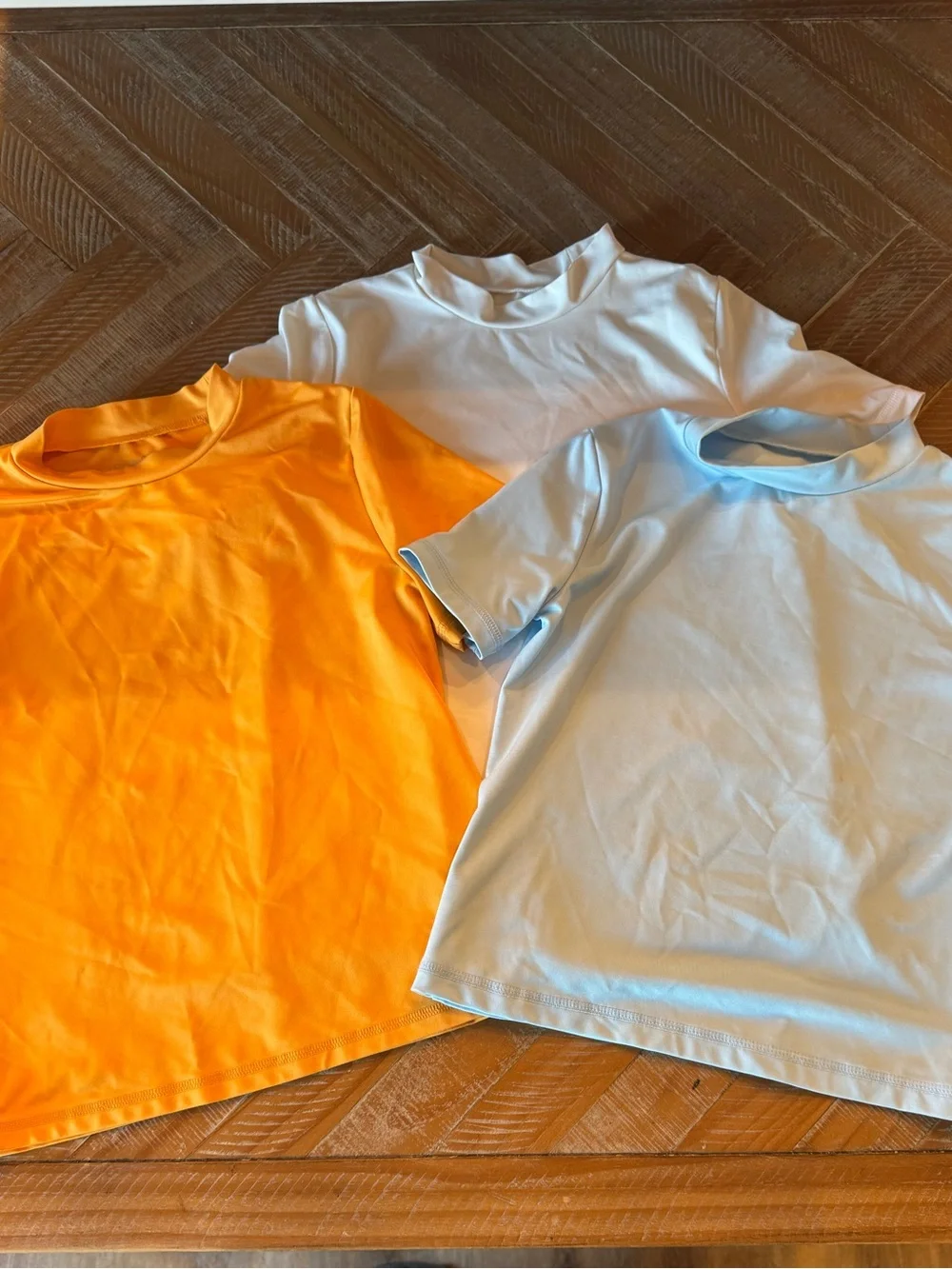 Cat & Jack Kids Swim Rashguard Set in Orange, Light Blue & White